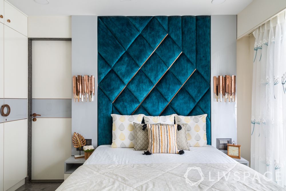 design styles for home-art deco style-blue headboard