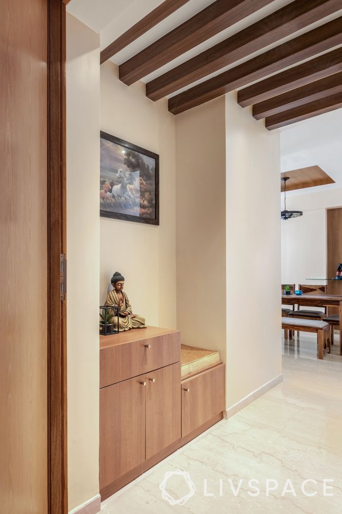 foyer design-wooden rafters for ceiling
