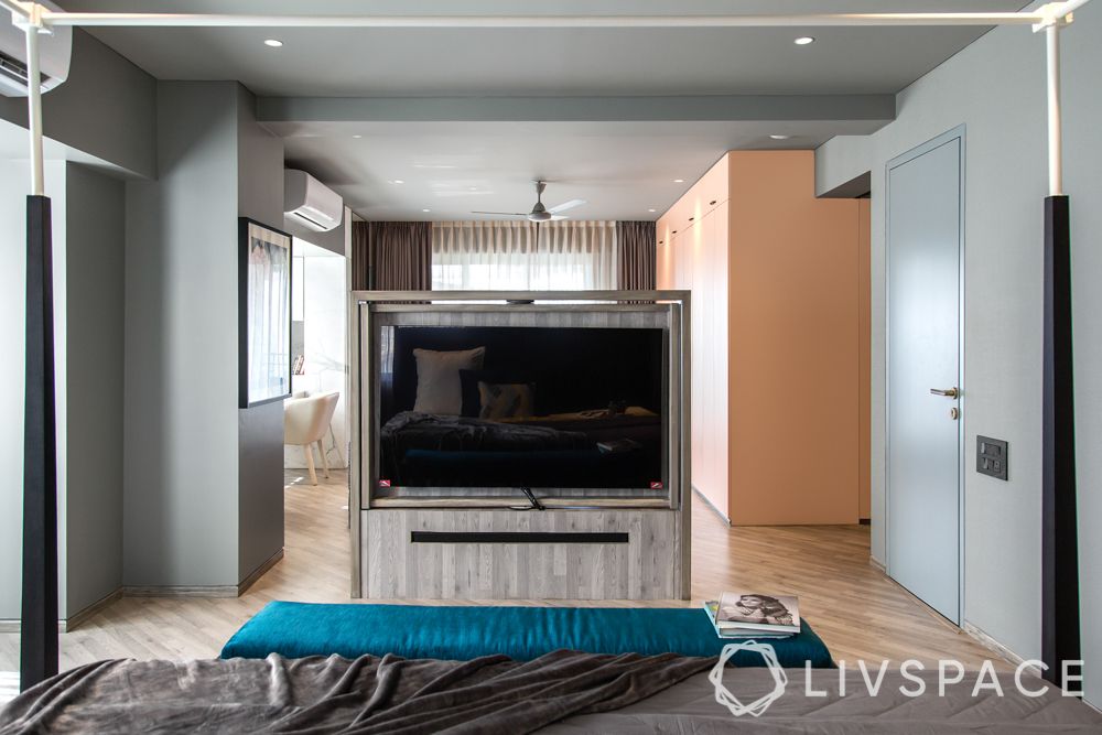 tv-unit-bedroom-middle-partition-blue-bench