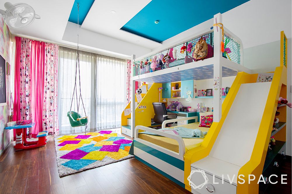 colourful kids room-kids room with swing