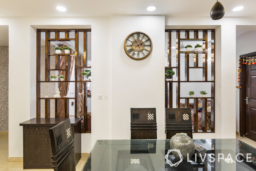 interior-designer-in-greater-noida-dining-wooden-partition-display-shelves