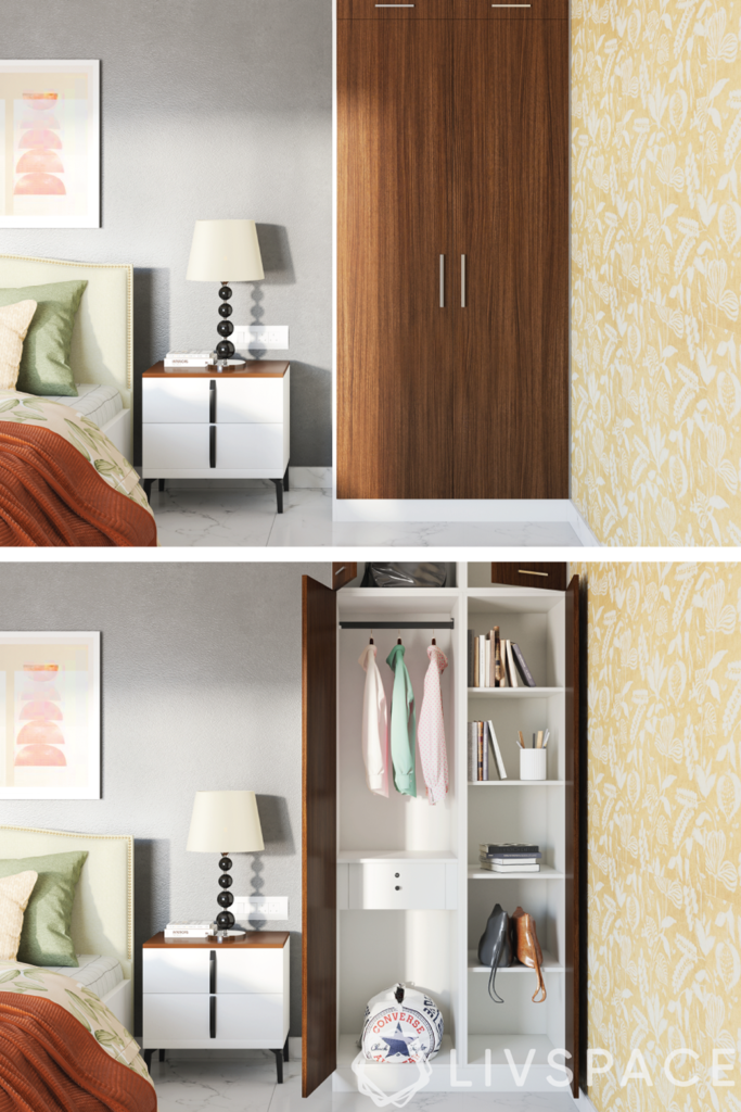 space saving furniture ideas-internal wardrobe storage-compact room-loft space