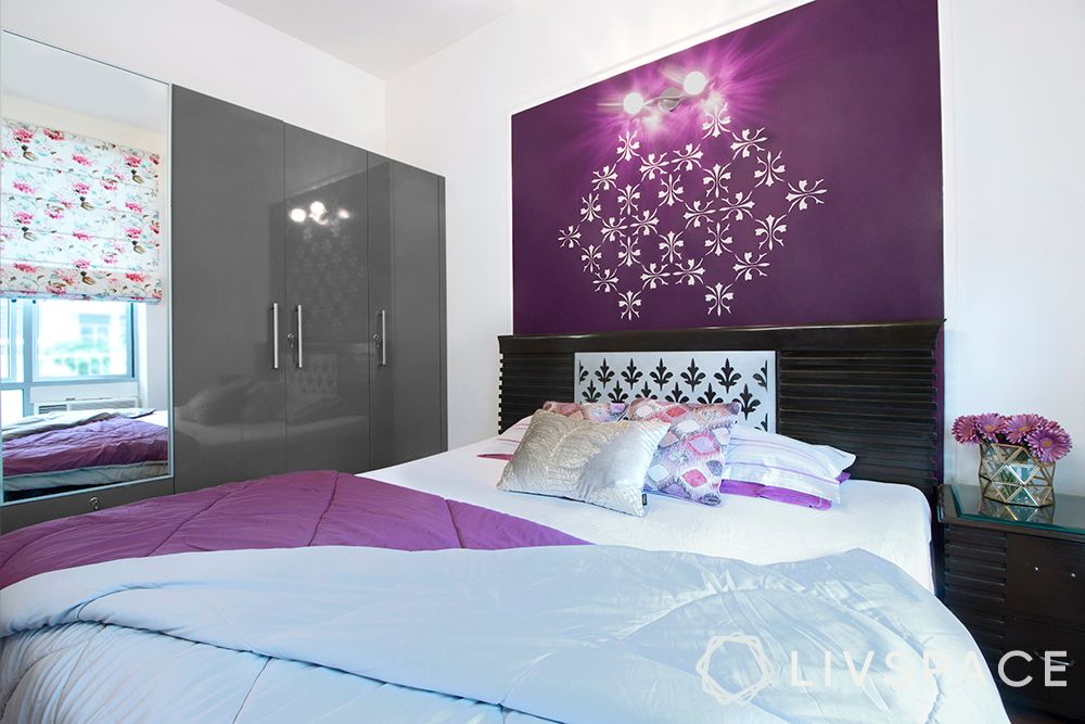 purple-glossy-wall-bedroom-vastu-wardrobe