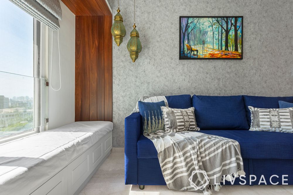 mumbai interiors-blue couch-window seating