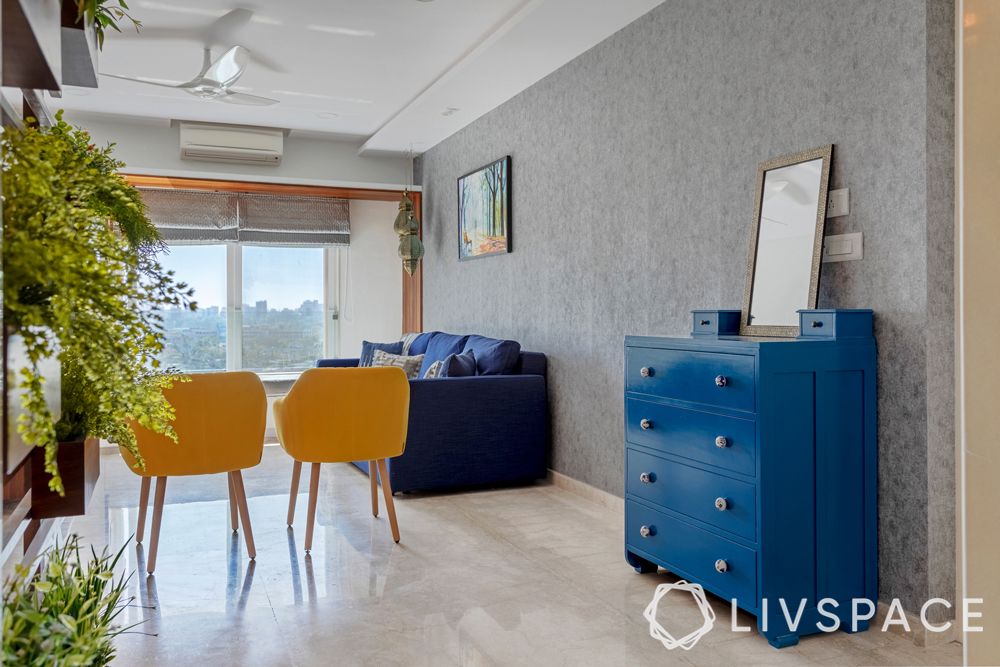 mumbai interiors-blue cabinet-chest of drawers