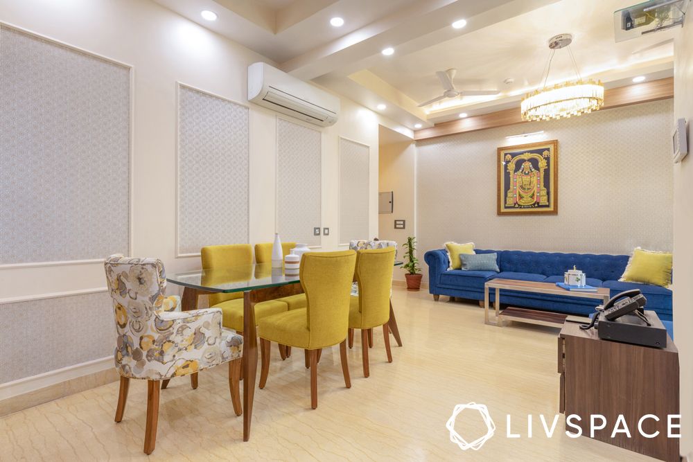 3bhk interiors-living room-dining room