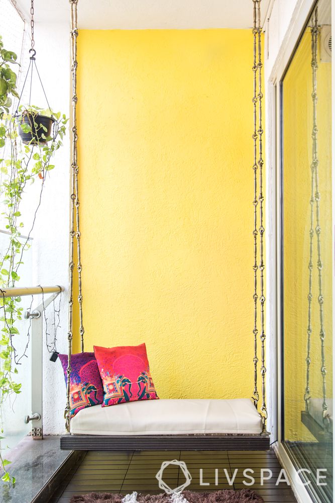 balcony styling-swing-yellow wall