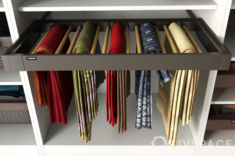 wardrobe design-almirah sections-saree rack