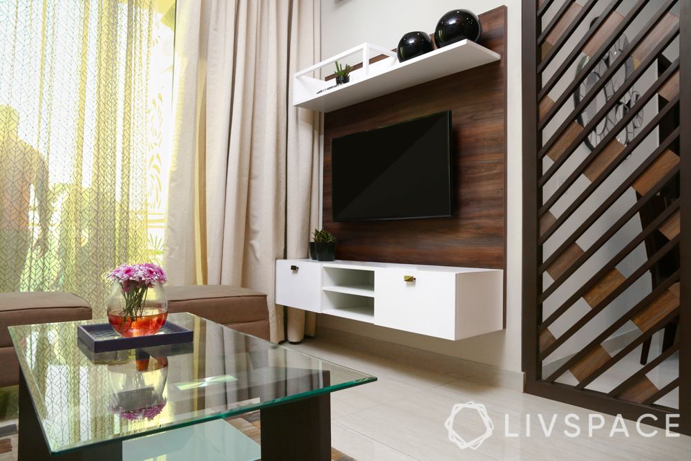 modern TV unit design-wooden laminate-white cabinet