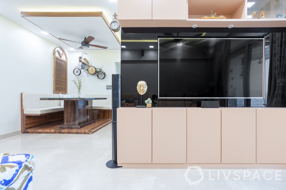 modern TV unit design-peach