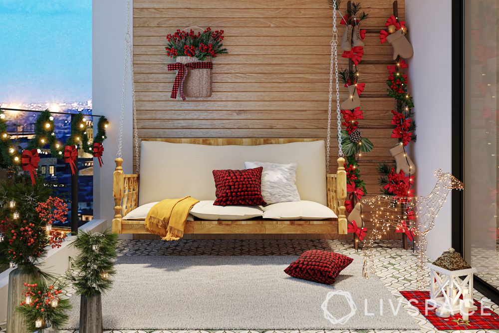 christmas decoration ideas-balcony-holly