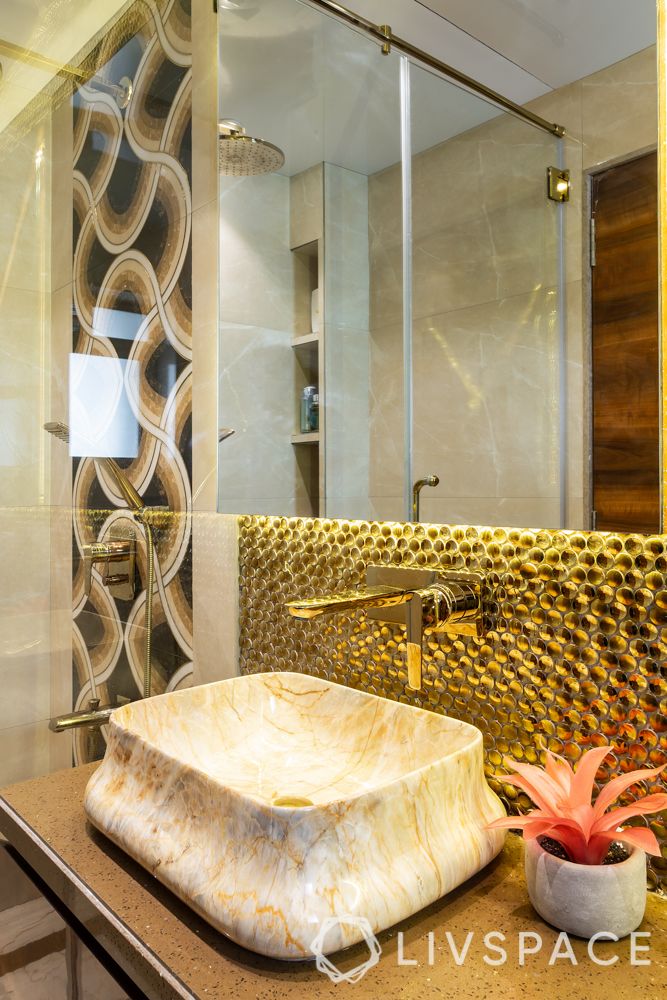 marble basin-golden tiles