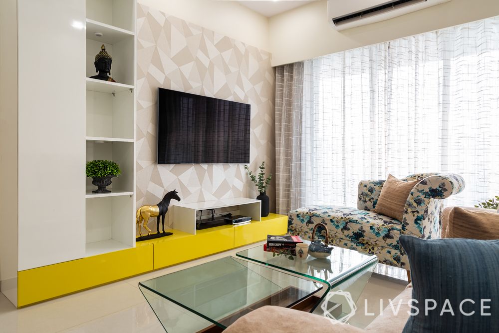  2 bhk home decoration-living room-tv unit design