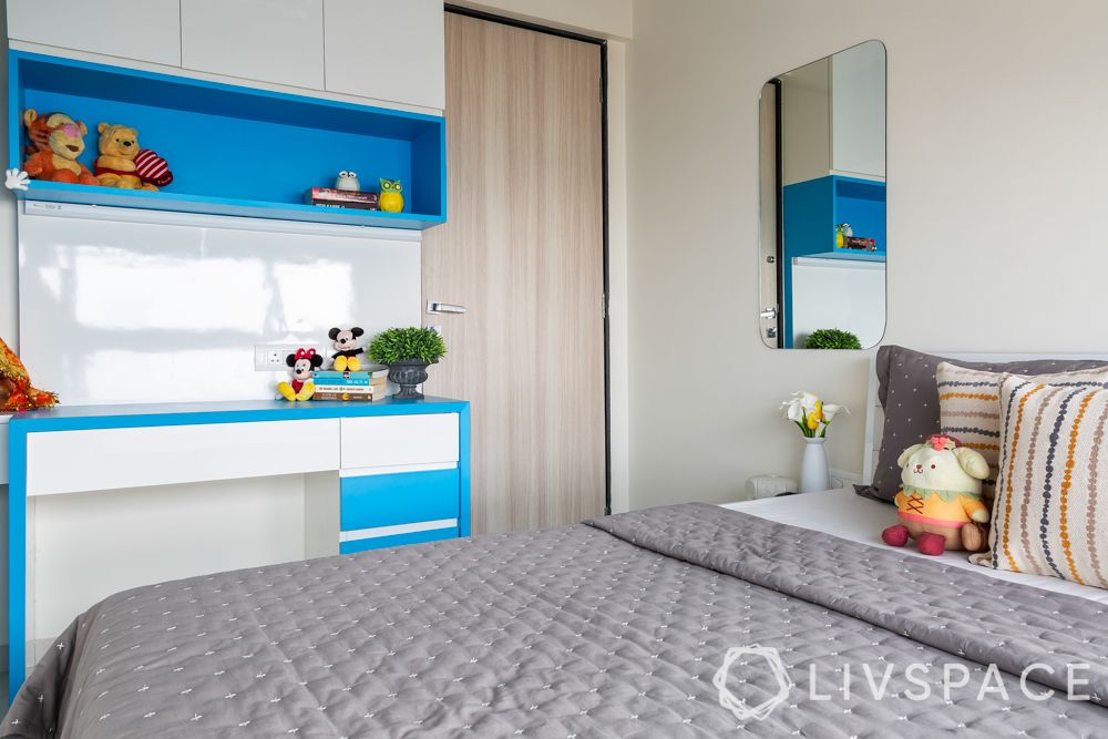 kids room design-blue study unit
