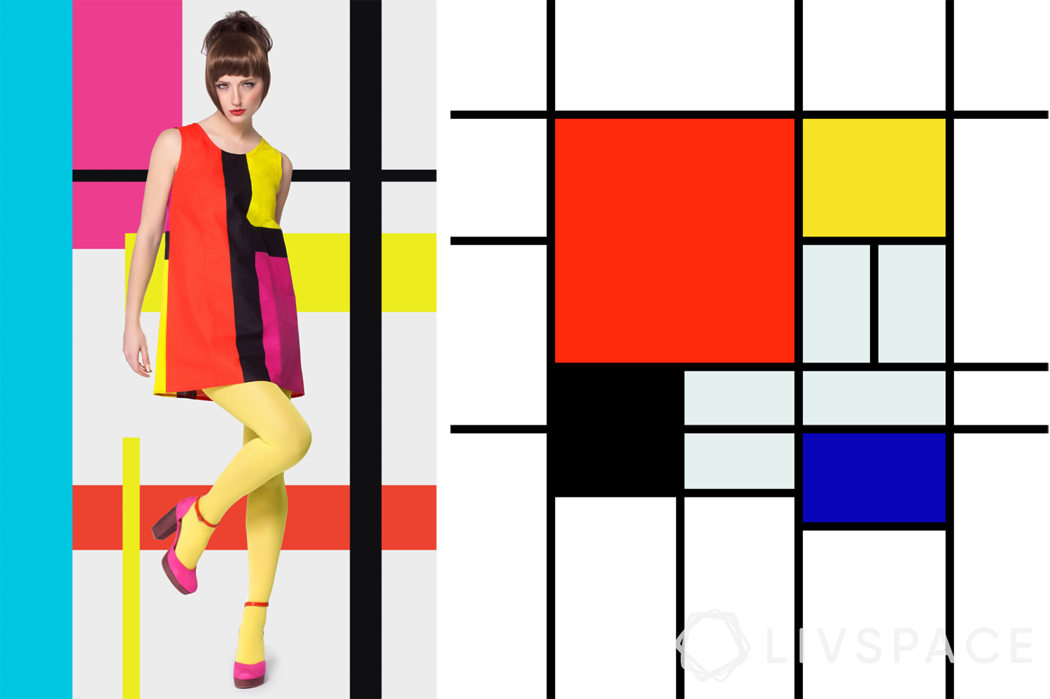 colour blocking-mondrain painting-colour block dress