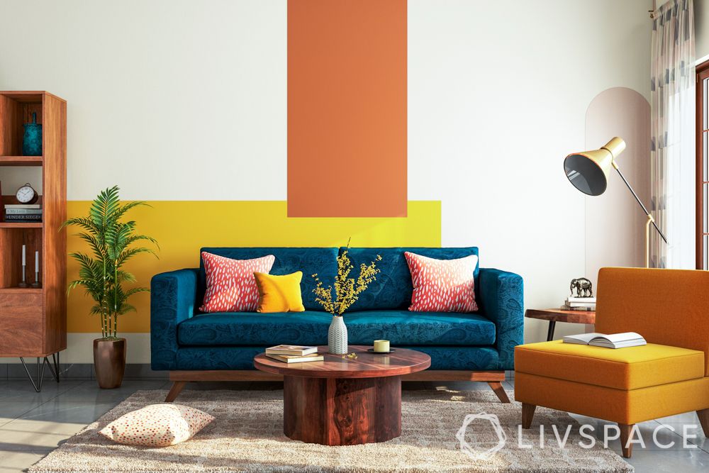 decorating wall ideas-blue couch