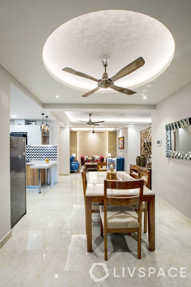 ceiling design trends-dining room-gypsum false ceiling