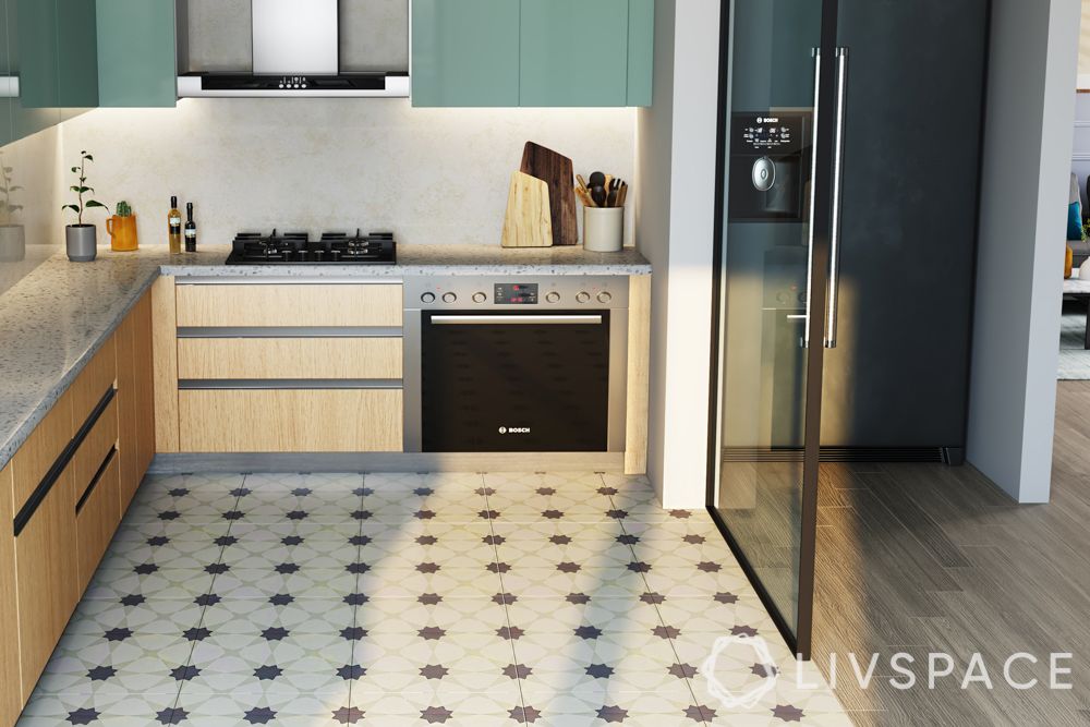 small kitchen design-flooring pattern