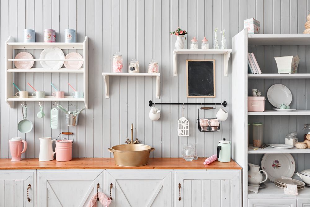 kitchen interiors-open shelves-wall mounted