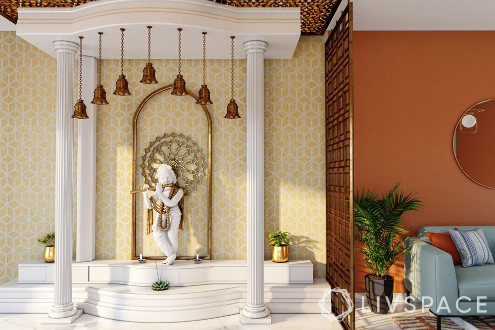 vastu tips-direction-location-white pooja room-krishna idol-bells