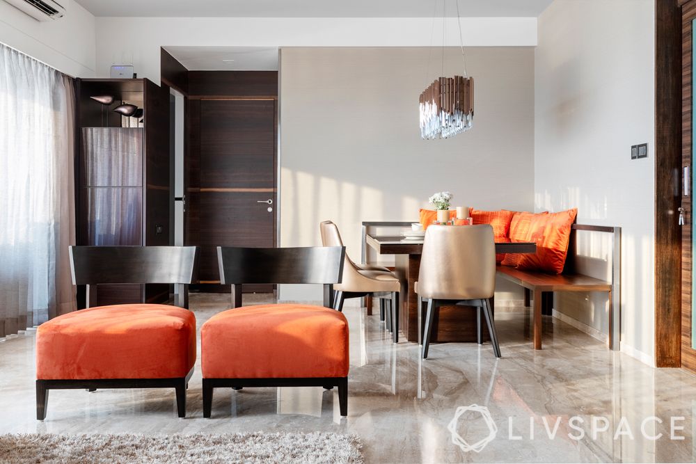 orange chairs-orange cushions