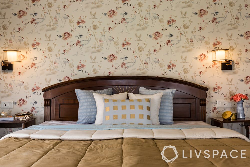 wallpaper designs- wooden bed