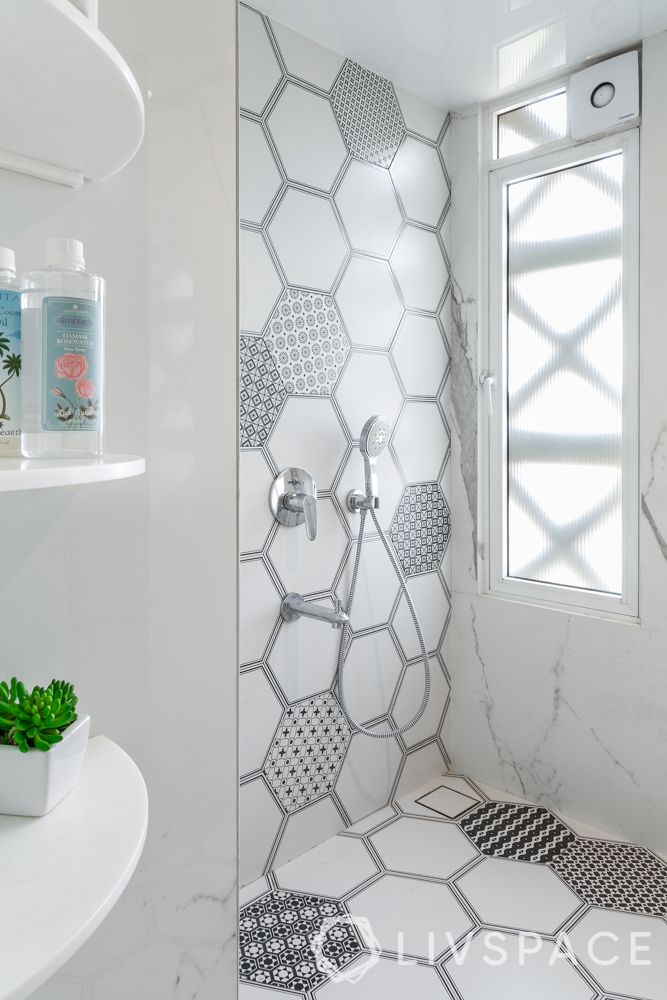 bathroom-tiles-designs- hexagonal tiles
