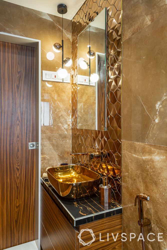 bathroom-tiles-designs- metallic tiles