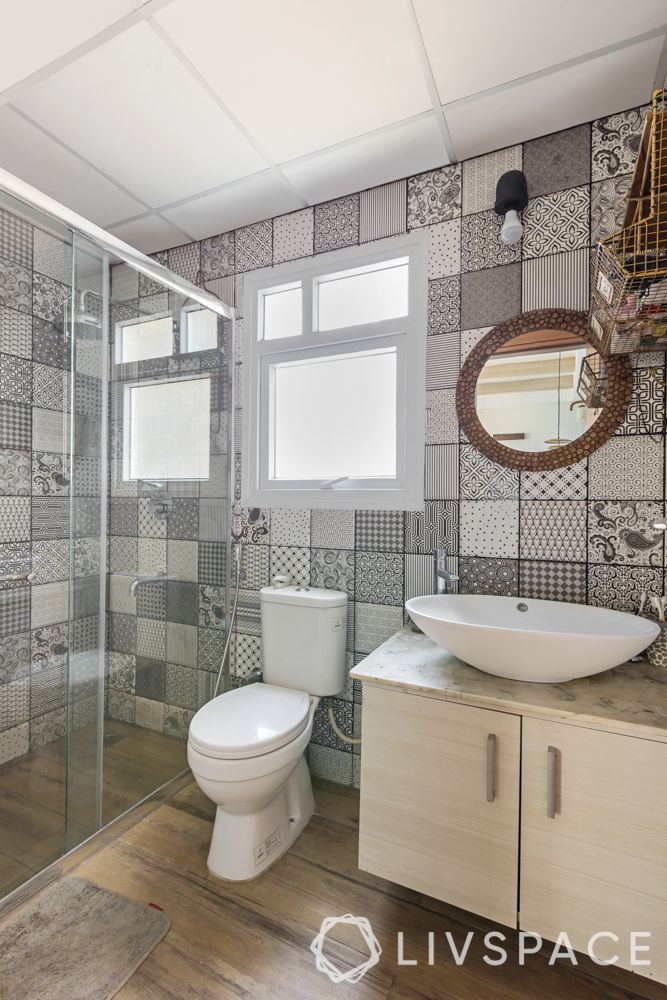 bathroom tile designs - monochrome tiles