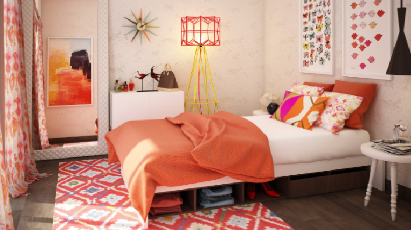 girls room designs - orange kids room