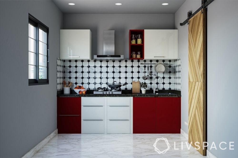red kitchen-small kitchen