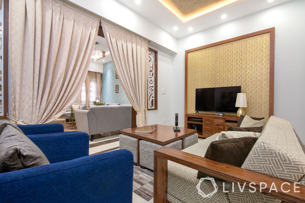 living room-blue sofa