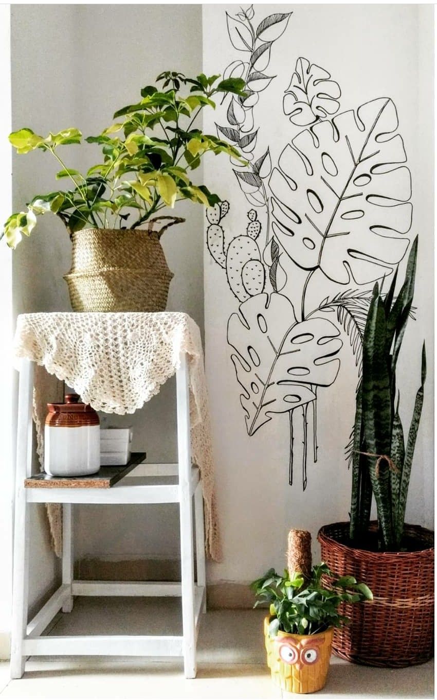 craft ideas for home decor-wall mural-planters