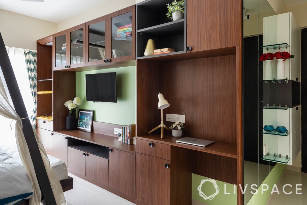 best-interior-design-company-in-Mumbai-multifunctional-unit-TV-unit-bookshelf-study-table