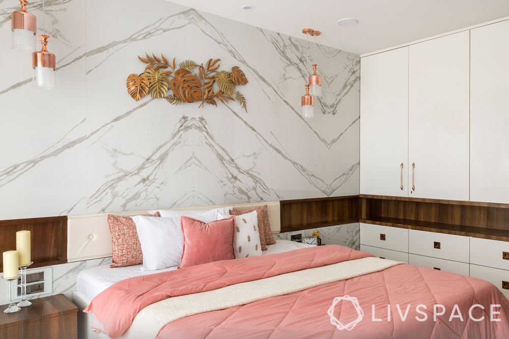 interior wall design bedroom-accent wall-marble wall