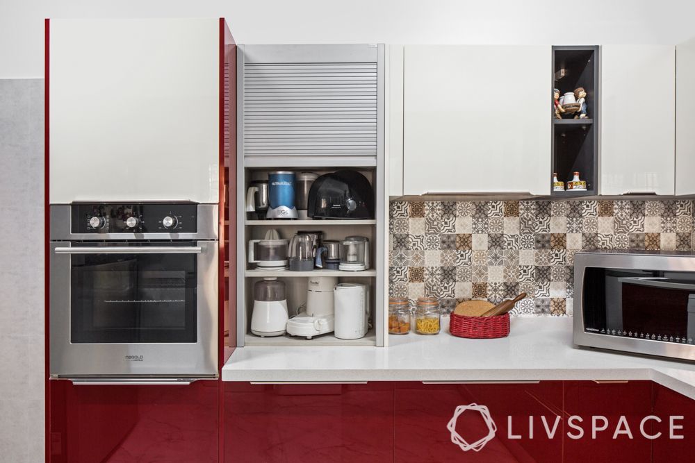 kitchen appliances-red kitchen-roller shutter unit