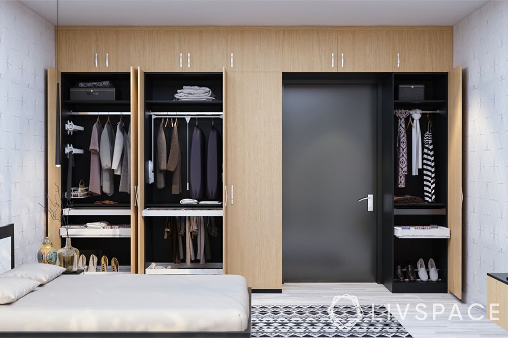 modern wardrobe design-organised wardrobe-clothes hanging