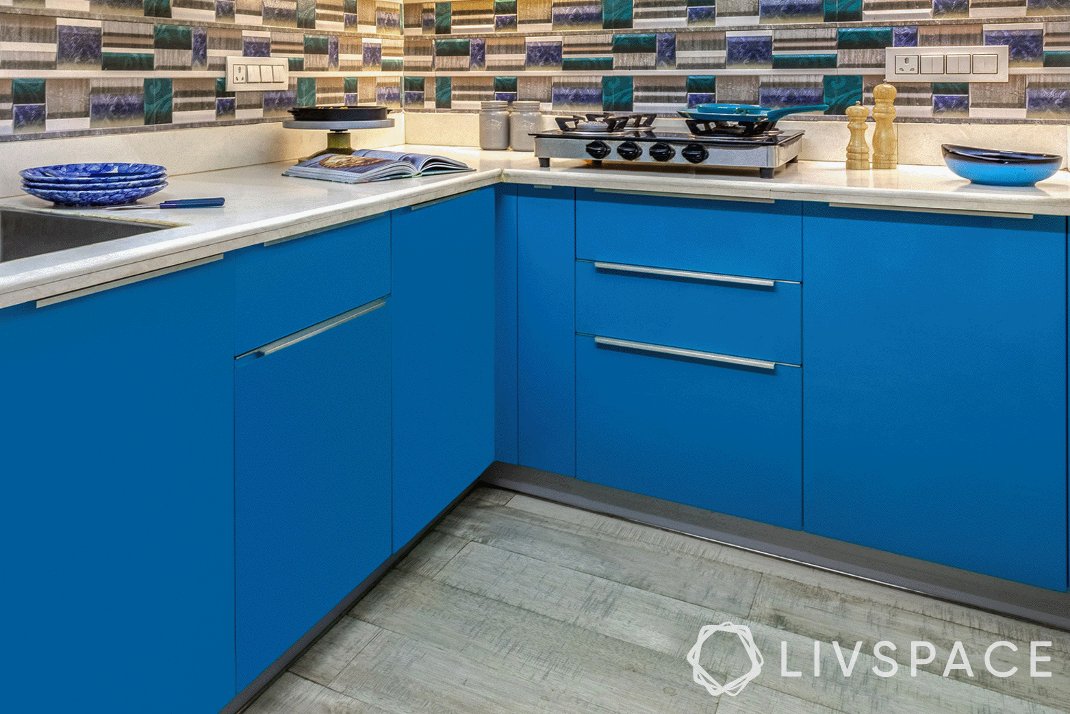 small-kitchen-interior-blue-storage-carousel-unit