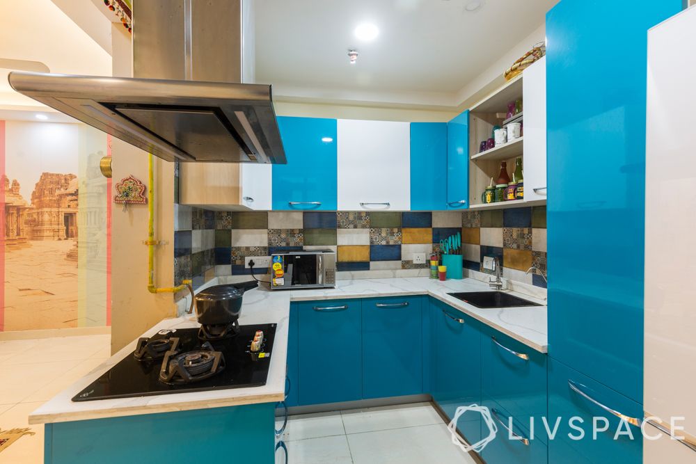 maximalism-blue-white-kitchen-u-shaped