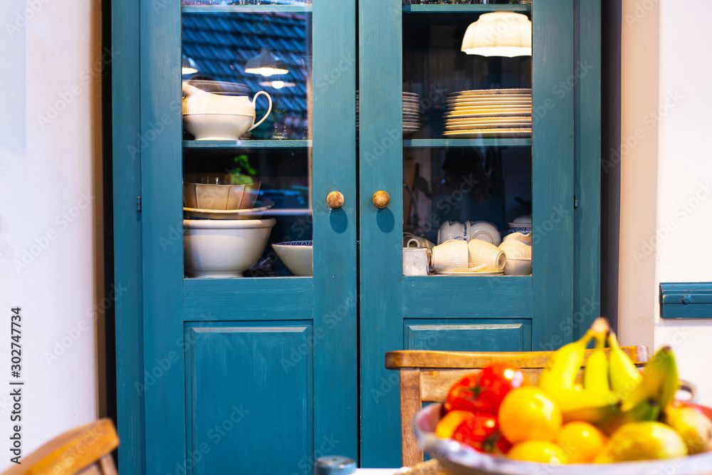 blue crockery unit-kitchen furniture