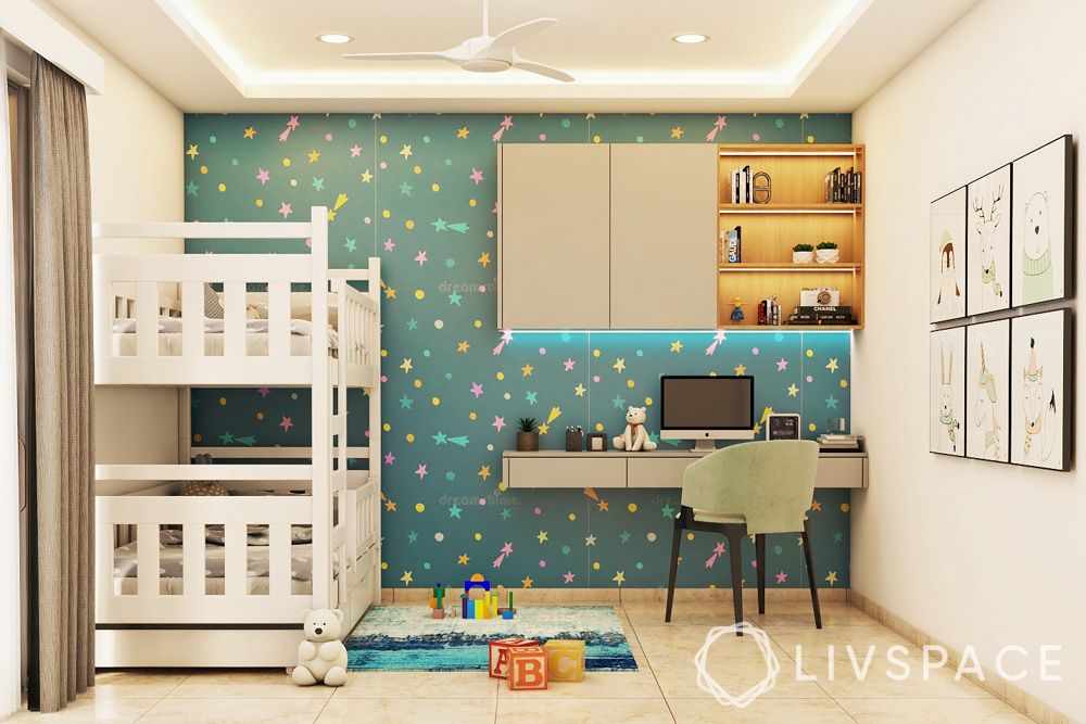 bunk-bed-and-shooting-stars-wallpaper-for-kids-room