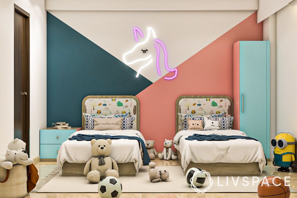 Kids bed store wall