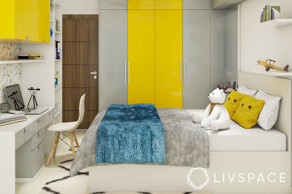 monochromatic-kids-room-design-with-wall-storage