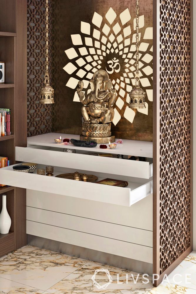 mandir designs for small flats-jali design-chest of drawers