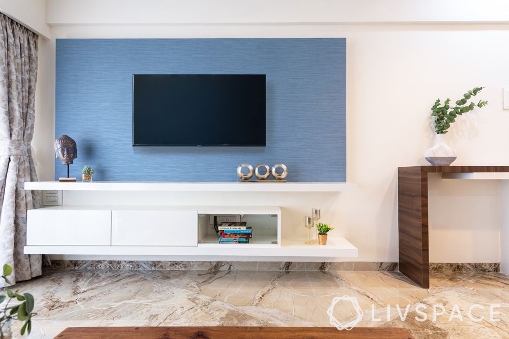 low cost simple TV unit designs-white furniture-floating unit