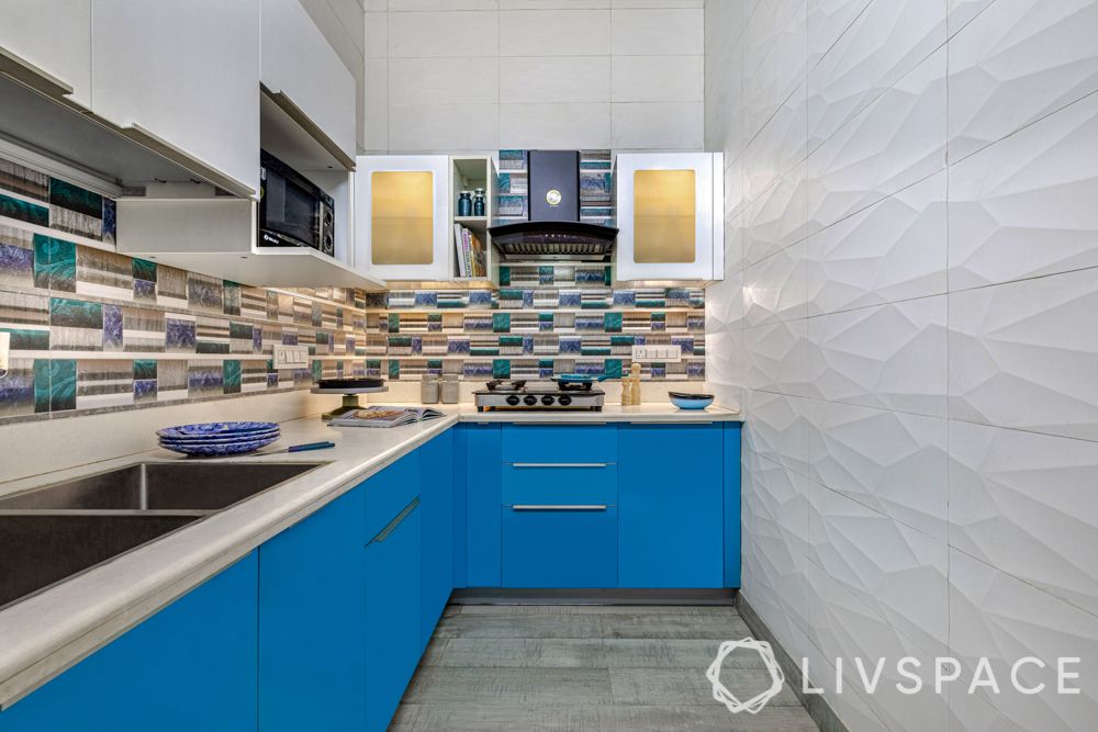 small kitchen designs-L shaped kitchen-blue counters