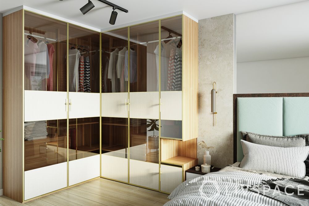 small-bedroom-cupboard-designs-see-through-glass-door-wood-wardrobe