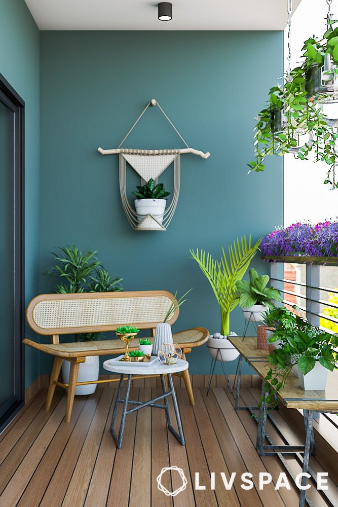 outdoor balcony with wooden flooring