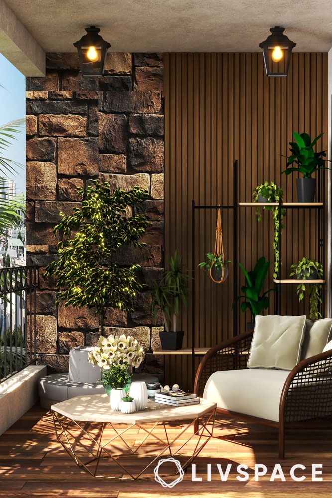 outdoor-balcony-design-with-stone-wall-and-wooden-panelling