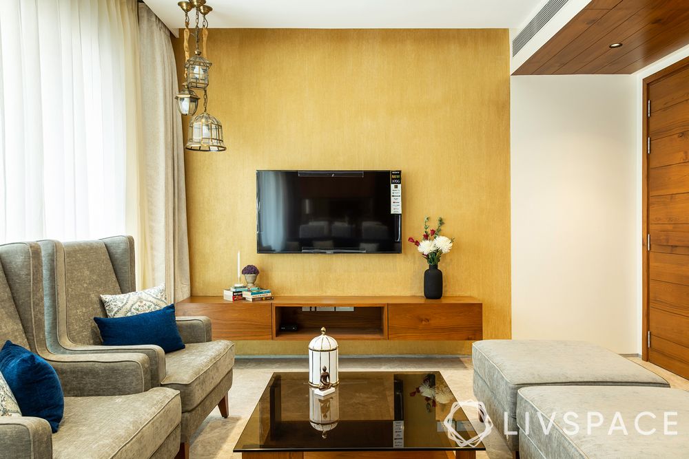 interior-of-3-BHK-flat-TV-unit-textured-wall